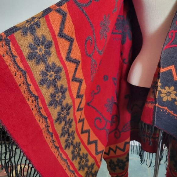 Mixit Fringed Women’s Square Poncho / Coat (Desigual) -Size: One size fits most - Picture 11 of 15